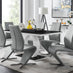 Giovani High Gloss And Glass Dining Table And 6 Elephant Grey Willow Chairs Set