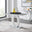 Giovani Rectangular Grey and White High Gloss Glass 4 Seater Dining Table