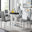 Giovani Grey White Modern High Gloss And Glass Dining Table And 4 Grey Milan Chairs Set