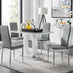 Giovani Grey White Modern High Gloss And Glass Dining Table And 4 Grey Milan Chairs Set