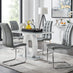 Giovani Grey White Modern High Gloss And Glass Dining Table And 4 Elephant Grey Murano Chairs Set