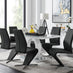 Giovani Grey White Modern High Gloss And Glass Dining Table And 6 Black Willow Chairs Set
