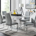 Giovani Grey White Modern High Gloss And Glass Dining Table And 6 Elephant Grey Lorenzo Chairs Set
