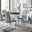 Giovani Grey White Modern High Gloss And Glass Dining Table And 6 Elephant Grey Lorenzo Chairs Set