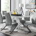 Giovani Grey White Modern High Gloss And Glass Dining Table And 6 Elephant Grey Willow Chairs Set