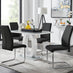 Giovani Grey White Modern High Gloss And Glass Dining Table And 4 Black Lorenzo Chairs Set
