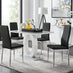 Giovani Grey White Modern High Gloss And Glass Dining Table And 4 Black Milan Chairs Set