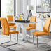 Giovani Grey White Modern High Gloss And Glass Dining Table And 4 Mustard Lorenzo Chairs Set