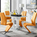 Giovani Grey White Modern High Gloss And Glass Dining Table And 4 Mustard Willow Chairs Set