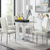 Giovani Grey White Modern High Gloss And Glass Dining Table And 4 White Milan Chairs Set