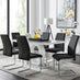 Giovani Grey White Modern High Gloss And Glass Dining Table And 6 Black Lorenzo Chairs Set