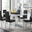 Giovani Grey White Modern High Gloss And Glass Dining Table And 6 Black Milan Chairs Set