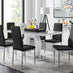 Giovani Grey White Modern High Gloss And Glass Dining Table And 6 Black Milan Chairs Set
