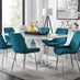 Giovani 6 Grey Dining Table & 6 Blue Pesaro Silver Leg Chairs