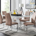 Giovani Grey White Modern High Gloss And Glass Dining Table And 6 Cappuccino Beige Lorenzo Chairs Set