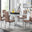 Giovani Grey White Modern High Gloss And Glass Dining Table And 6 Cappuccino Beige Milan Chairs Set