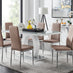 Giovani Grey White Modern High Gloss And Glass Dining Table And 6 Cappuccino Beige Milan Chairs Set