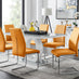 Giovani Grey White Modern High Gloss And Glass Dining Table And 6 Mustard Lorenzo Chairs Set