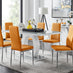 Giovani Grey White Modern High Gloss And Glass Dining Table And 6 Mustard Milan Chairs Set
