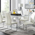 Giovani Grey White Modern High Gloss And Glass Dining Table And 6 White Lorenzo Chairs Set