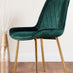 Novara 100cm Gold Round Dining Table and 4 Green Pesaro Gold Leg Chairs