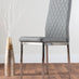 Leonardo White Glass Marble Effect Silver Leg Table & 4 Grey Milan Chrome Leg Chairs