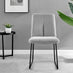 2x Halle Light Grey Fabric Dining Chairs Black Legs