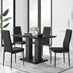 Imperia 4 Black Dining Table and 4 Black Milan Black Leg Chairs