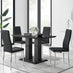 Imperia 4 Modern Black High Gloss Dining Table And 4 Black Modern Milan Chairs Set