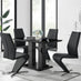 Imperia 4 Modern Black High Gloss Dining Table And 4 Black Luxury Willow Chairs Set