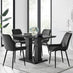 Imperia 4 Black Dining Table and 4 Black Pesaro Black Leg Chairs