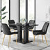 Imperia 4 Black Dining Table and 4 Black Pesaro Gold Leg Chairs