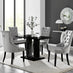Imperia 4 Black Dining Table and 4 Grey Belgravia Black Leg Chairs
