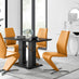Imperia 4 Modern Black High Gloss Dining Table And 4 Mustard Yellow Luxury Willow Chairs Set