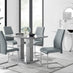 Imperia 4 Modern Grey High Gloss Dining Table And 4 Elephant Grey Stylish Lorenzo Chrome Dining Chairs Set