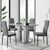Imperia 4 Grey Dining Table and 4 Grey Velvet Milan Black Leg Chairs