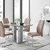 Imperia 4 Modern Grey High Gloss Dining Table And 4 Cappuccino Beige Stylish Lorenzo Chrome Dining Chairs Set