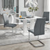 Imperia 4 Modern White High Gloss Dining Table And 4 Elephant Grey Lorenzo Chrome Dining Chairs Set