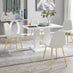 Imperia 4 Modern White High Gloss Dining Table And 4 White Corona Gold Chairs Set