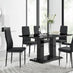 Imperia 6 Black Dining Table and 6 Black Milan Black Leg Chairs