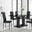 Imperia 6 Black Dining Table and 6 Black Milan Black Leg Chairs