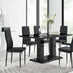 Imperia 6 Black Dining Table and 6 Black Milan Black Leg Chairs
