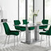 Imperia 6 Grey Dining Table and 6 Green Pesaro Silver Leg Chairs