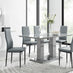 Imperia 6 Grey Dining Table and 6 Grey Milan Black Leg Chairs