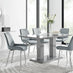 Imperia 6 Grey Dining Table and 6 Grey Pesaro Silver Leg Chairs
