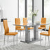 Imperia Grey Modern High Gloss Dining Table And 6 Mustard Milan Dining Chairs Set