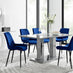 Imperia 6 Grey Dining Table and 6 Navy Pesaro Black Leg Chairs