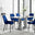 Imperia 6 Grey Dining Table and 6 Navy Pesaro Black Leg Chairs