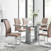Imperia Grey Modern High Gloss Dining Table And 6 Cappuccino Beige Lorenzo Dining Chairs Set