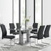 Imperia Grey Modern High Gloss Dining Table And 6 Black Lorenzo Dining Chairs Set